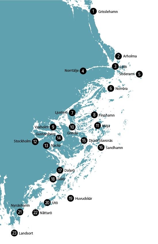 Map of the Stockholm Archipelago and its main islands